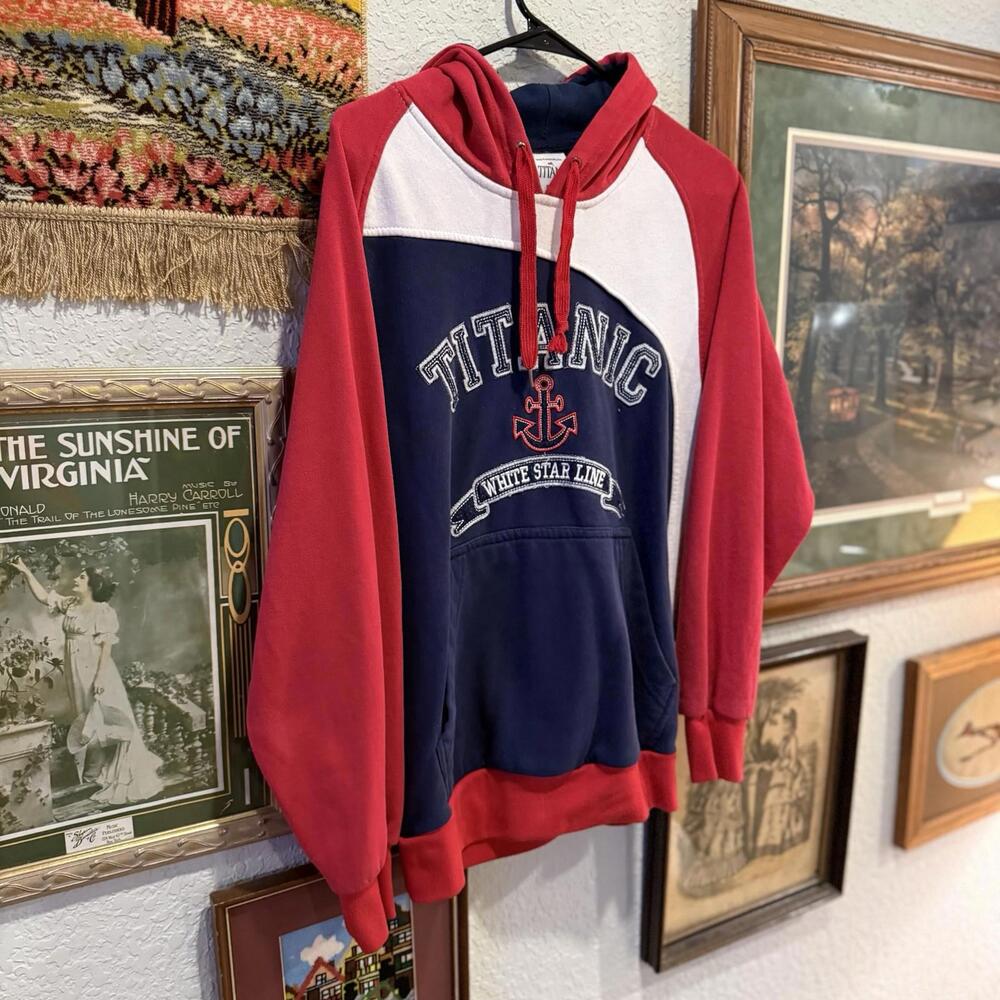 Vintage 00s‎ RARE Titanic White Star Line Hoodie Size Small - Picture 2 of 5